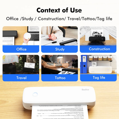 Portable Printer Wireless for Travel, Bluetooth Thermal Printer Compatible with Ios, Android, Laptop, Inkless Mobile Printer for Office, Home, School