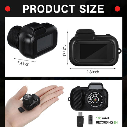 Retro Mini Camera with Screen Indoor Home Outdoor 1080P HD Portable Very Small Camera Video Support