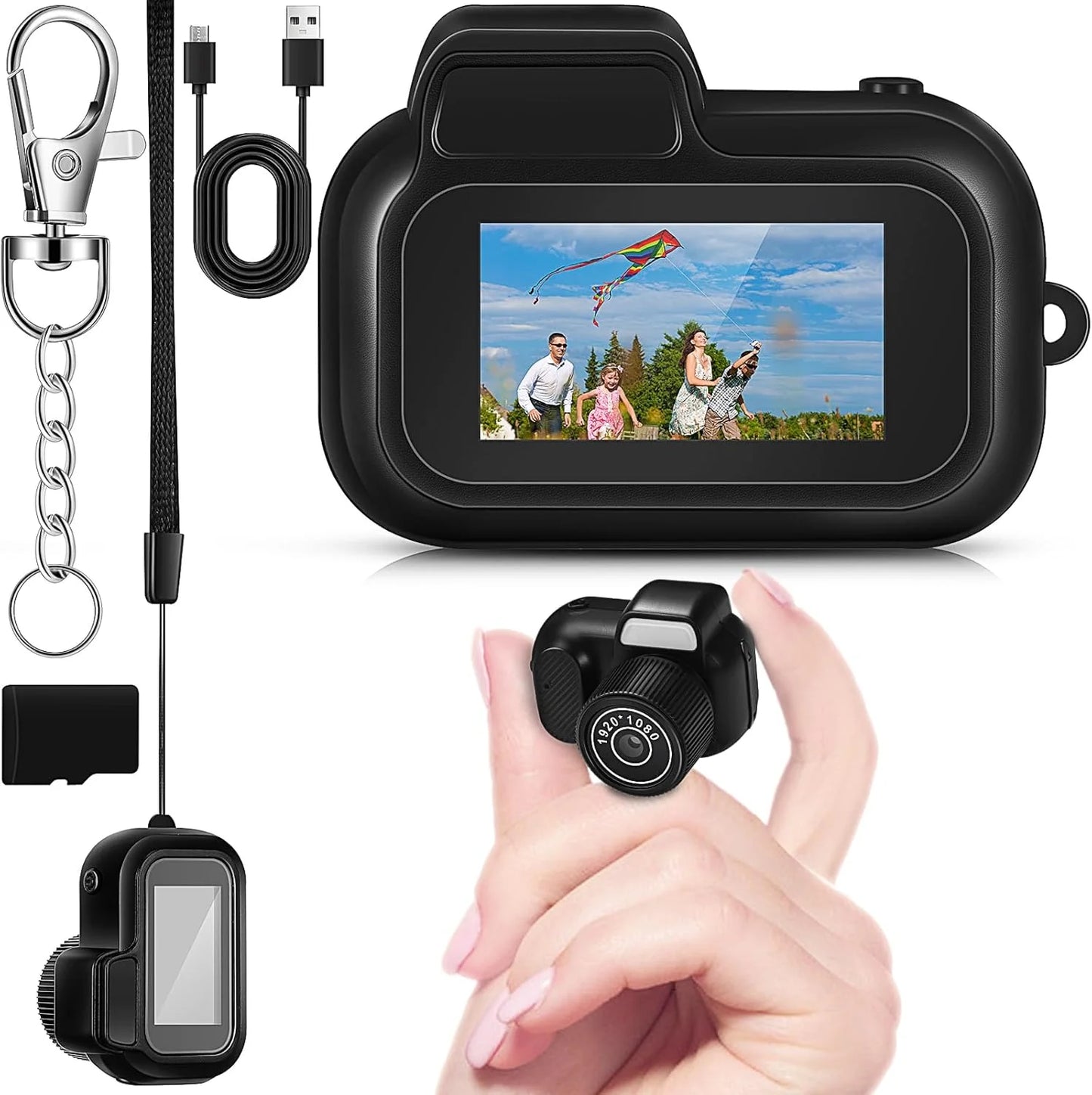 Retro Mini Camera with Screen Indoor Home Outdoor 1080P HD Portable Very Small Camera Video Support