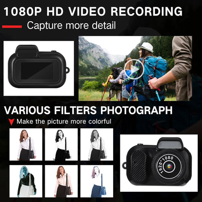 Retro Mini Camera with Screen Indoor Home Outdoor 1080P HD Portable Very Small Camera Video Support