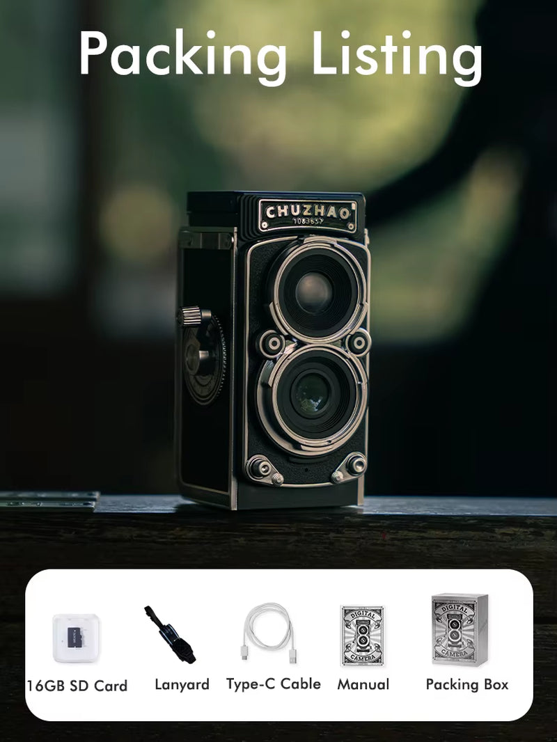 Mini Retro Digital Camera with 1.54Inch Screen 1080P Video 12MP Photos Compact Vintage Portable